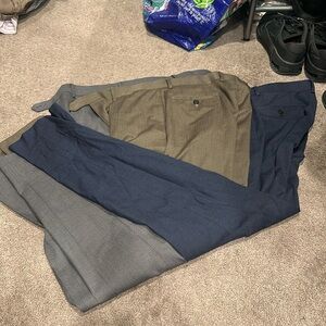Three Pairs of Ralph Lauren Lauren Slacks 34x34 Blue Grey and Brown
